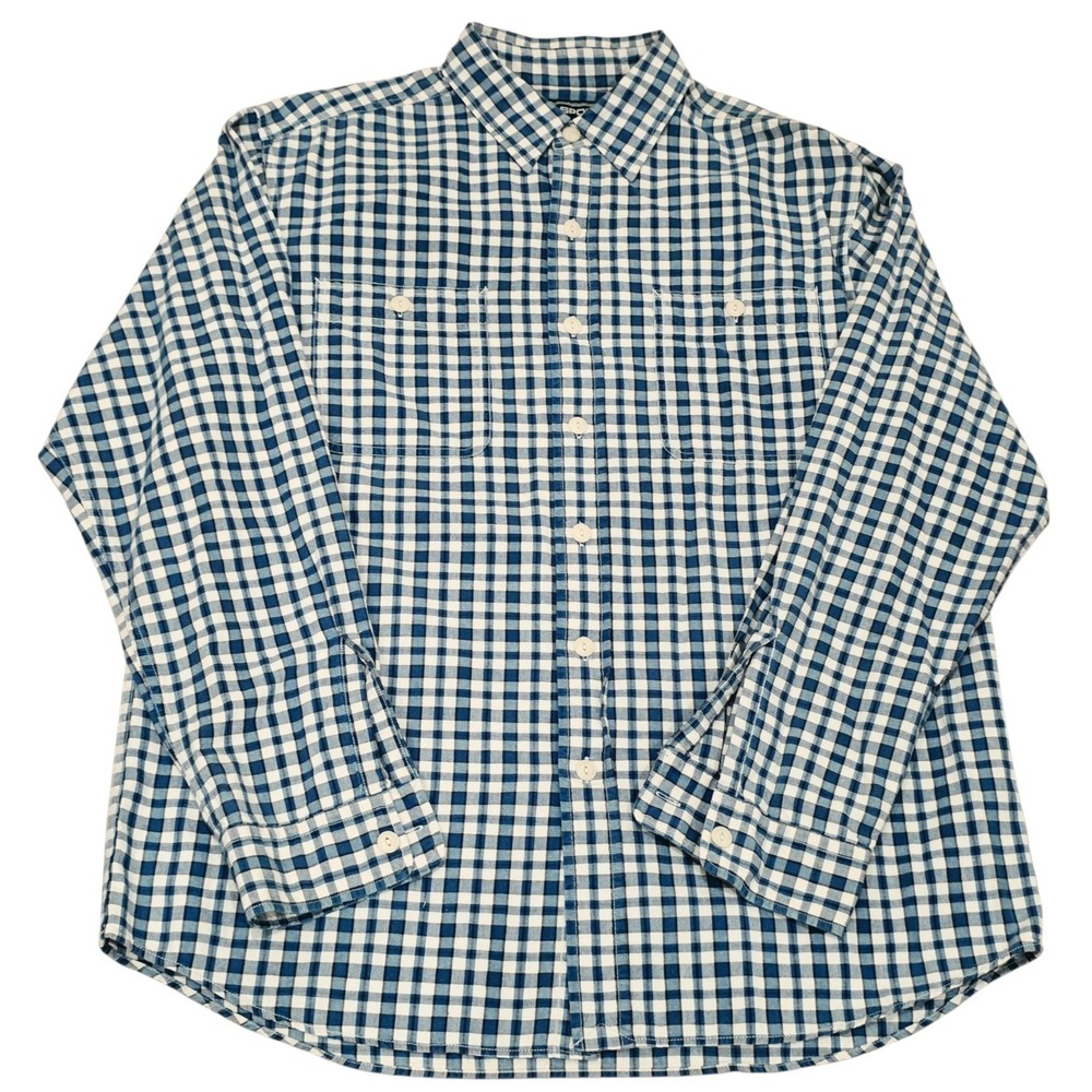 Polo Sport Ralph Lauren Mens M Blue White Plaid Check Long Sleeve Shirt Cotton